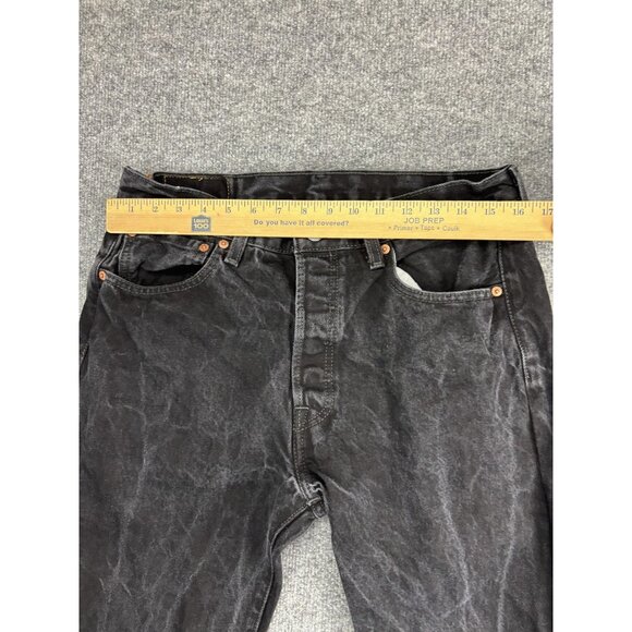 Levis 501 Jeans Mens 34x32 Black Button Fly Straight Leg Denim Pants Casual - Picture 3 of 10